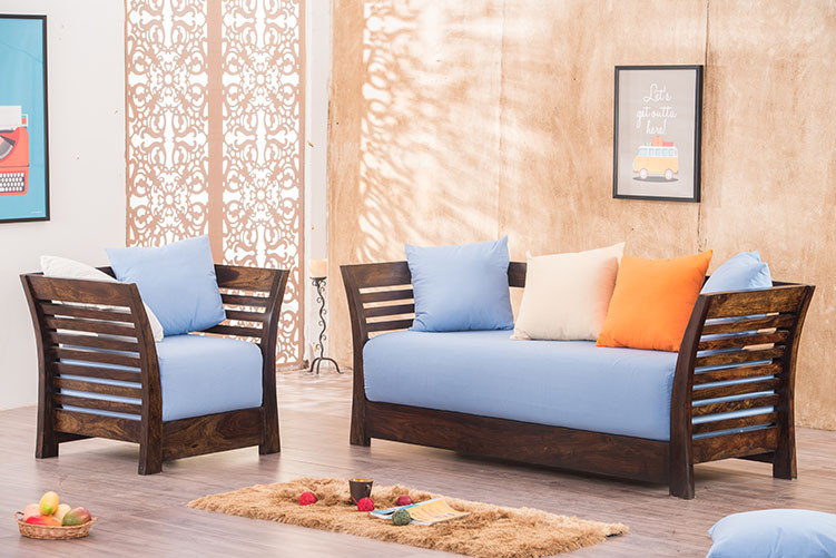 Wibrant Solid Wood Sofa Set 3+1+1(5Seater)